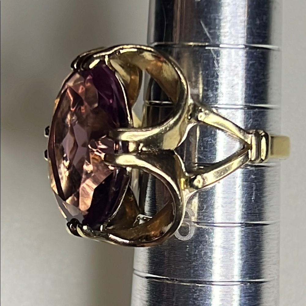18K gold plated GE Elegant Purple Gemstone Ring. Size 5 1/2 - Picture 9 of 10
